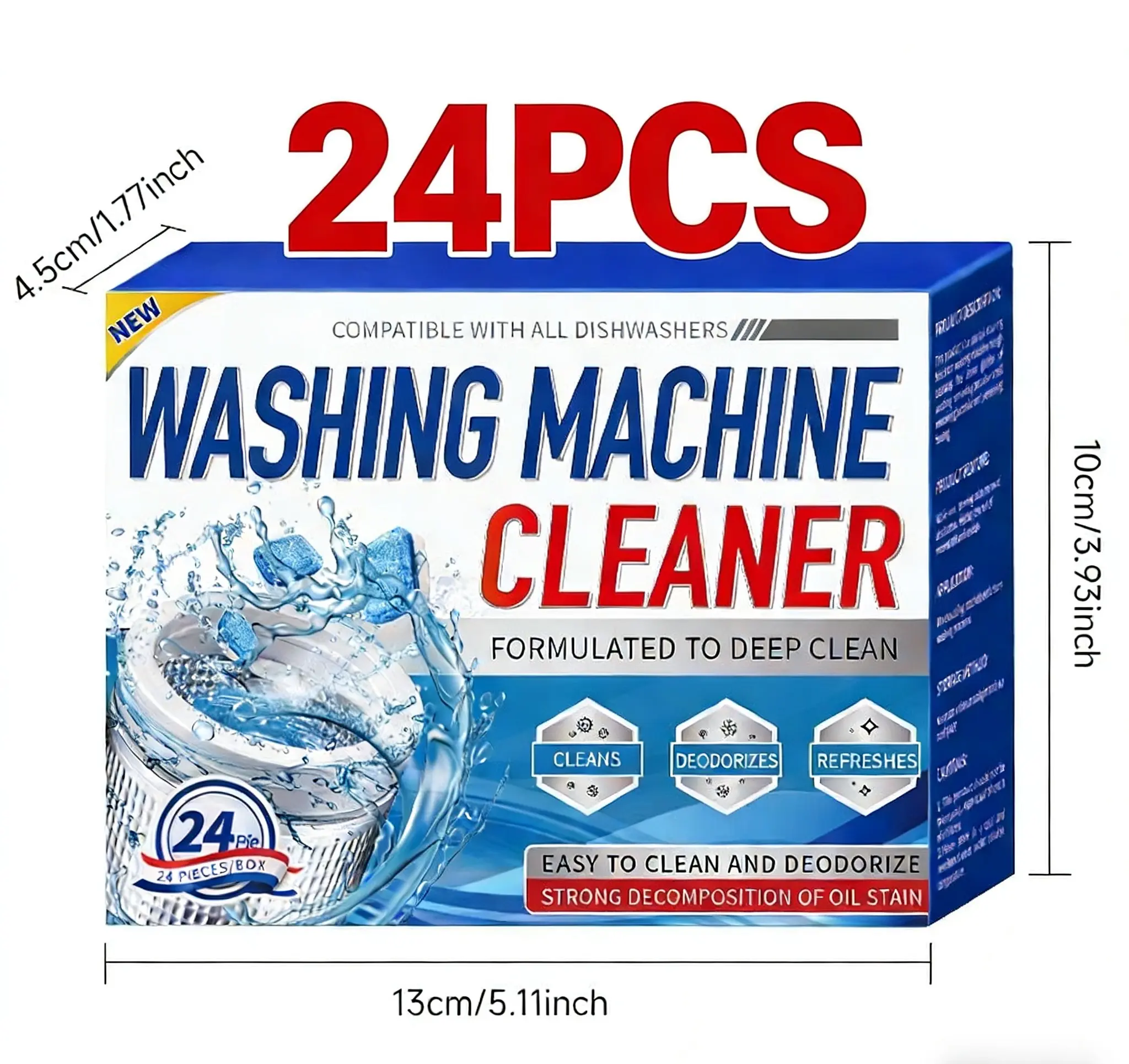Washing Machine Cleaner Descaler 12 Pack - Deep Cleaning Tablets For HE Front Loader & Top Load Washer, Septic Safe Eco-Friendly Deodorizer, Clean Inside Drum And Laundry Tub Seal - 12 Month Supply  Multifunction Strong Deodorization