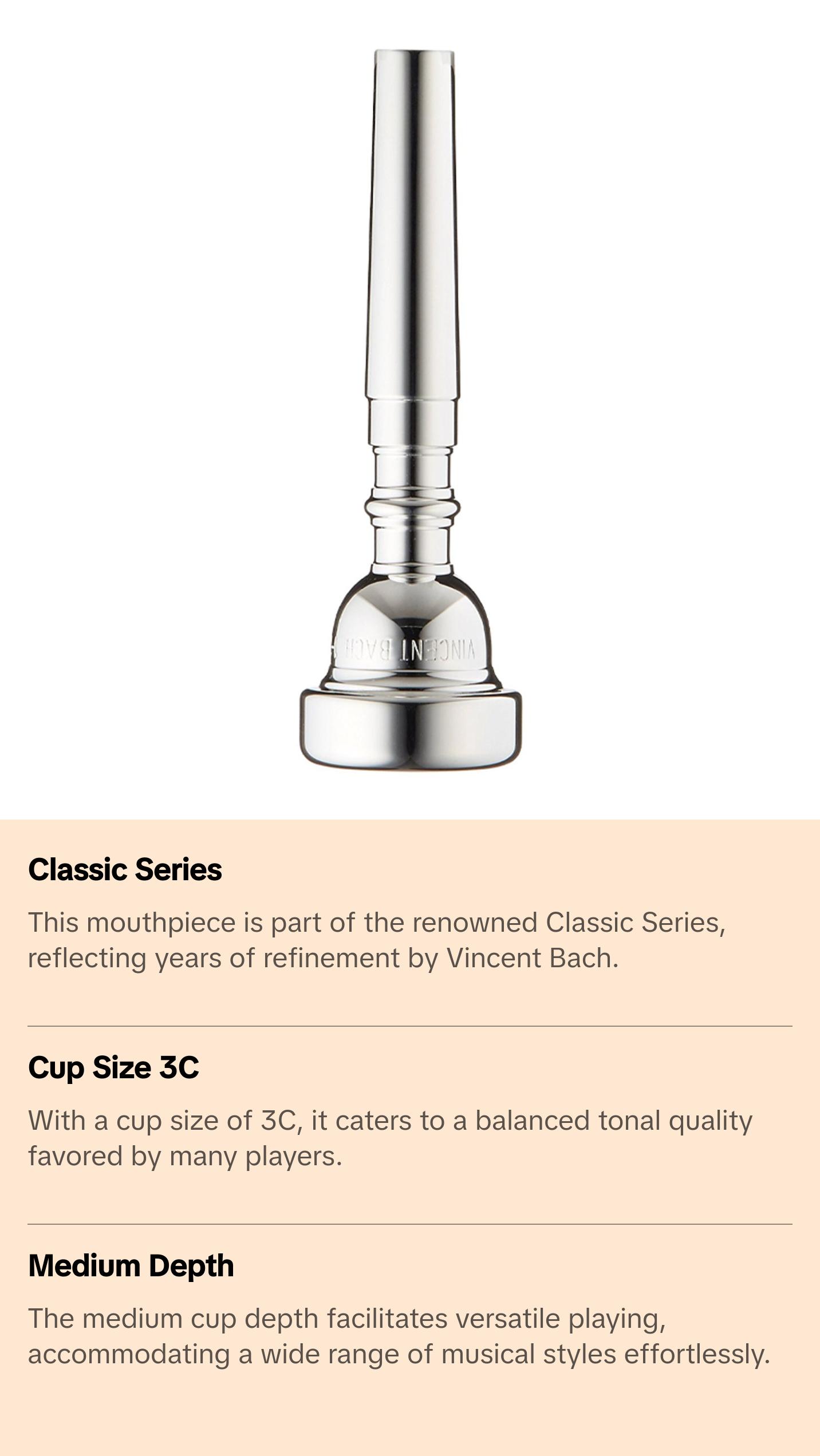 Bach Standard Silver Plated Trumpet Mouthpiece, 3C