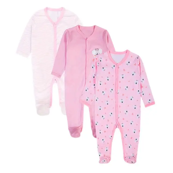 JY.COZY FOR BABY Girls' Pink Footie Pajama Pure Cotton Newborn Clothes 3 Pack Sleep 'N Play in Adorable Bear & Heart Designs Soft Gentle on Baby's Skin Gift-Ready NewbornPajamas SoftFooties baby  merlin's  magic  sleepsuit new  gift