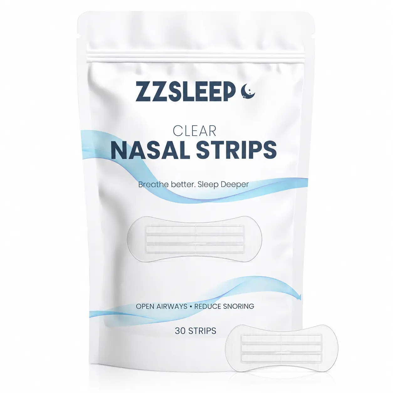 ZZSLEEP Clear Nasal Strips – (30 Strips) for Sports, Rest & Recovery, Nasal Congestion Relief Strips