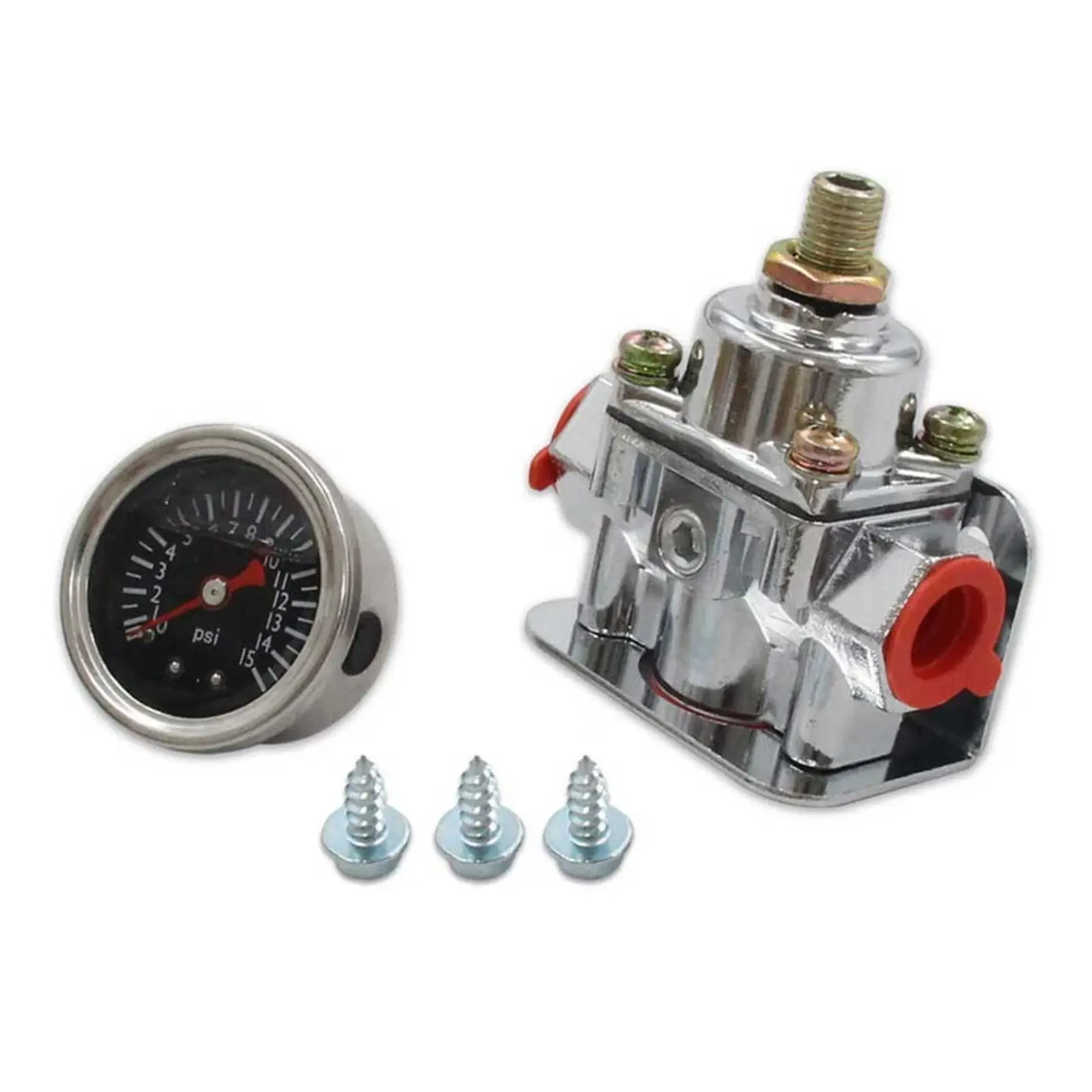 Adjustable Fuel Pressure Regulator Kit with Gauge (Model 12-804 Carburetor Replacement) - High-Strength Zinc Alloy, 1-4 PSI, 0.220 in, 1 in, 3/8" NPT Port, 80.00x70.00x40.00mm, Adjustable Fuel Adjustment, Accurate Fitment, 1 X Fuel Pressure Gauge
