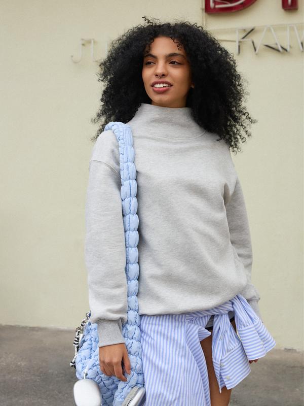 FISOEW 2026 Women's Oversized Turtleneck Sweatshirt Long Sleeve Pullover Casual Tops Womenswear Hoodie FallFreshness Grey Cute #TikTokShopHolidayHaul #Springtok #TikTokShopJumpstartSale Basic Fashion bistro hoodie ditch masked hoodie graphic hoodies