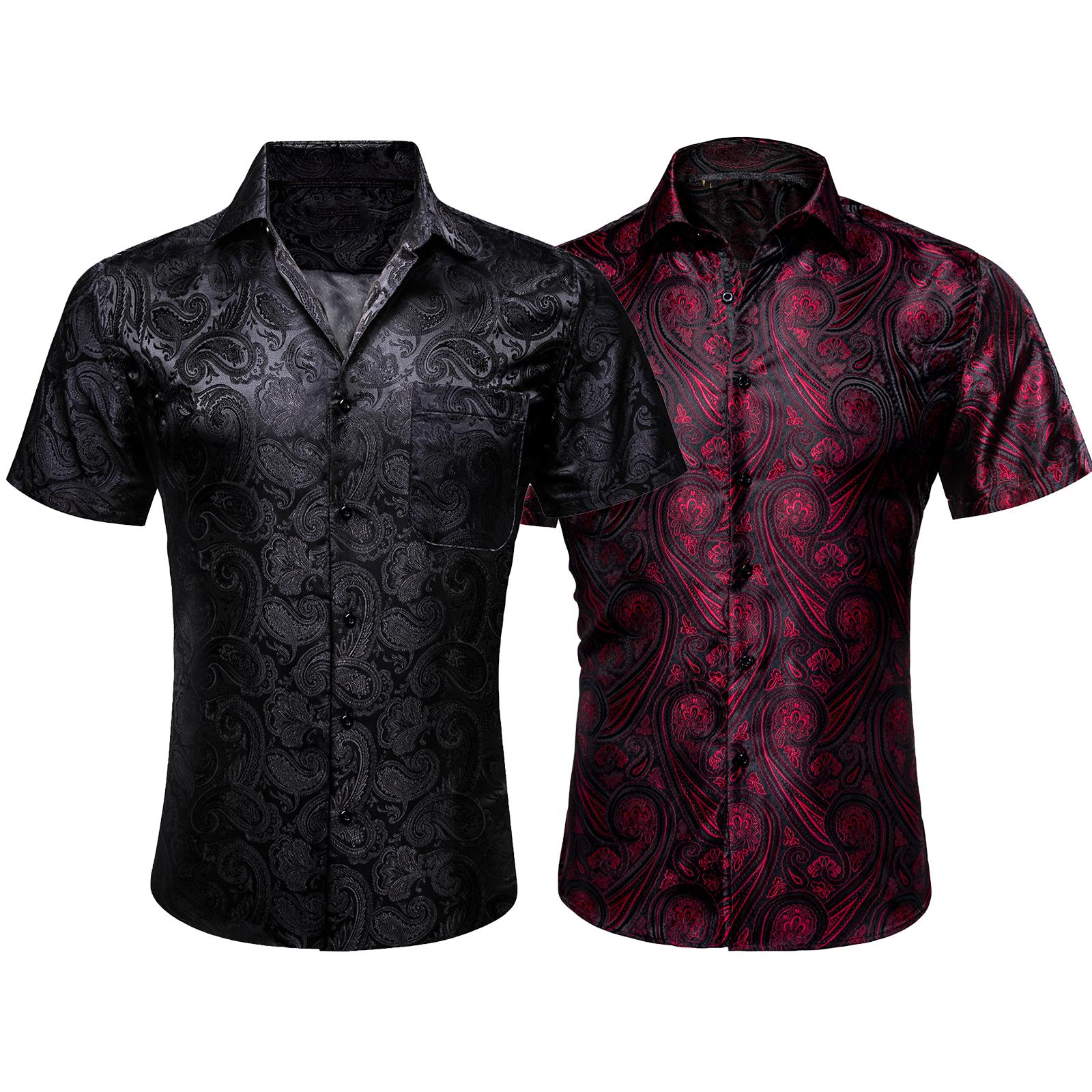 AILISUS Paisley Short-Sleeve Men's Shirt Floral Jacquard Regular Fit Casual Button Down Menswear For Wedding Party SpringStatements AILISUS Paisley Short-Sleeve Men's Shirt Floral Jacquard Regular Fit Casual Button Down Menswear For Wedding Party SpringStatements