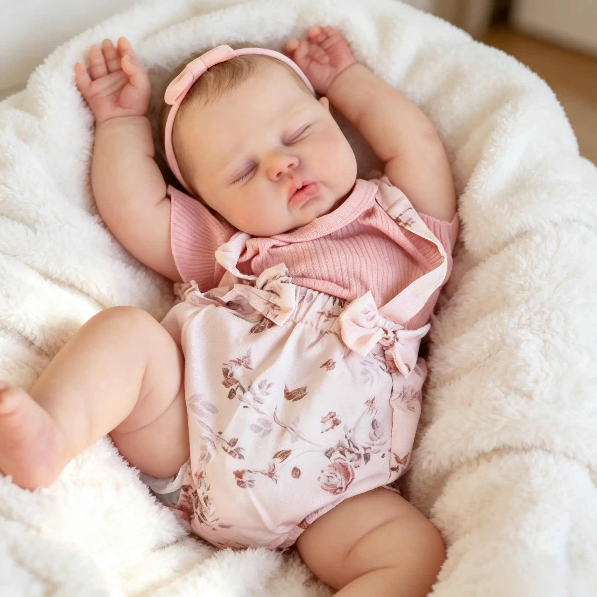 Pickle 19 Inch 48cm Lifelike Reborn Baby Doll Girl Soft Stuffed Figure Newborn Size Dolls Cloth Body Sleeping Realistic Soft Vinyl Poseable Limbs, Handmade Details, Kids Birthday Gift Set with Outfit Accessories for Ages 3+ Handmade Babies Toys collector