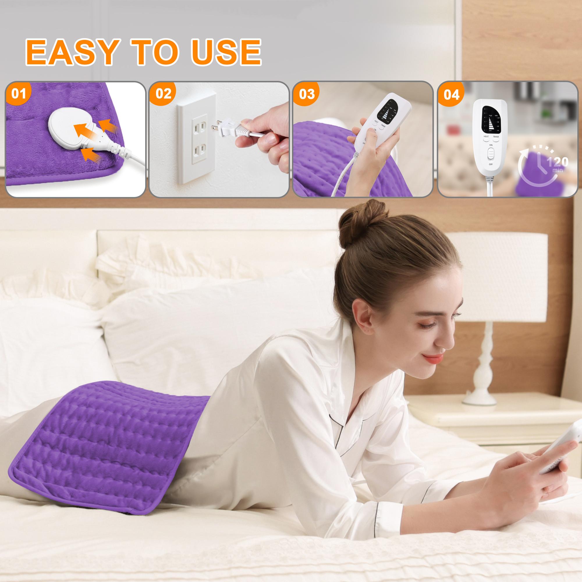 Deepsoon Heating pad, 33in×17in, 24in×12in, 6 temperature levels and 4 time settings, portable, back, neck, shoulders and legs heating, machine washable, perfect holiday gift for men, women, parents, Christmas gift