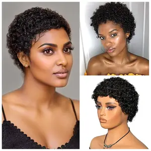 【Flash Sale】 IFLY Afro Coco Wigs Non Lace Short Curly Human Hair Wig with Bangs Glueless Pre Plucked 100% Human Hair Short Wig for Black Women Natural Look Daily Use 1B Color Easy Install Soft Bouncy Durable Hair