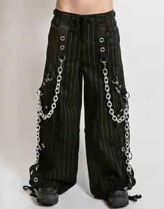 GODFATHER CHAIN PANT GREEN STRIPE