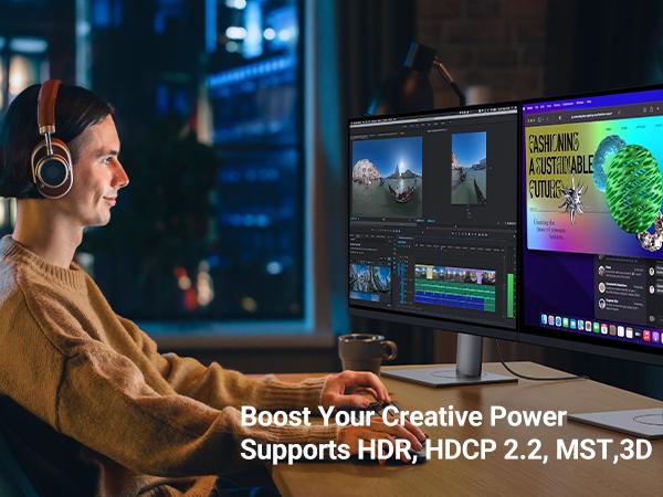 UGREEN 16K DisplayPort Cable 2.1 [VESA Certified] DP2.1 40Gbps Support 8K@240Hz 4K@240Hz HDR, HDCP, DSC 1.2a, Braided Display Port Cable Cord Compatible FreeSync G-Sync Video Card Monitor, 6.6FT