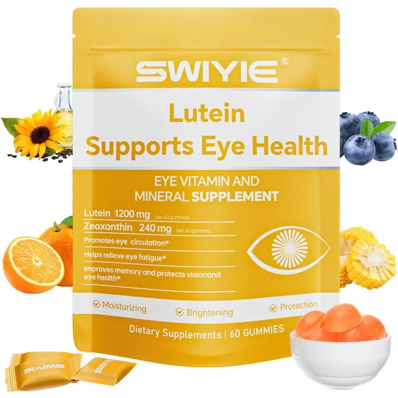 Swiyie Lutein & Zeaxanthin Gummies - Astaxanthin-Rich Eye Health Dietary Supplement, 60 Pieces, Vision Boost, Blue Light Defense, Vitamin A/C/E, Berry Flavor