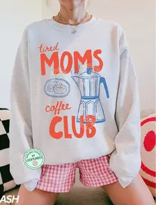 Tired Moms Coffee Club Sweatshirt, Exclusive Coffee Lover Pullover, Trendy Mama Crewneck, Sophisticated Mothers Day Gift