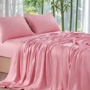 Extra Deep Pocket Queen Bamboo Sheet Set, Cooling & Breathable Bedding, Hotel Luxury Soft Wrinkle-Free Sheets for Extra Deep Mattresses, All-Season Comfort, Includes Pillowcases