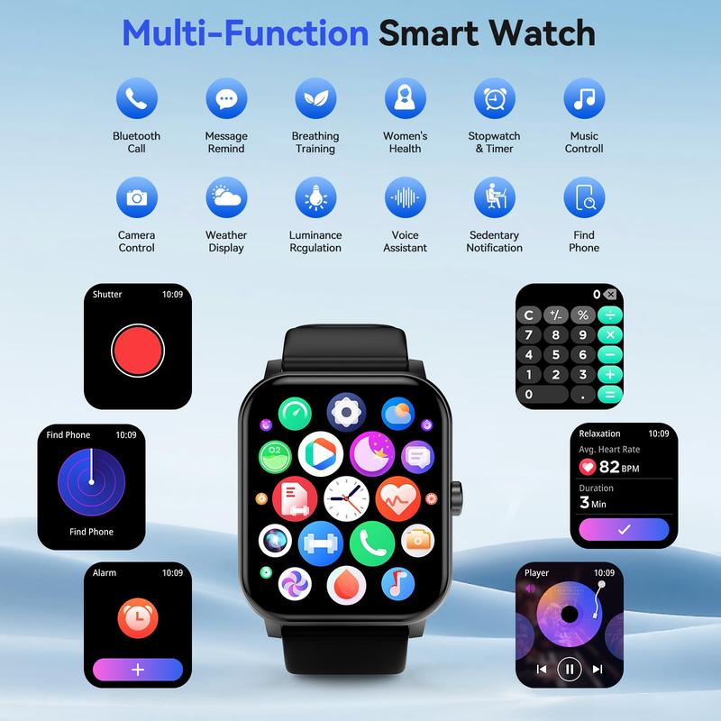 【Valentine's Day gifts for 2026】Smart watch, wireless talking/dialing, multi-sport mode, call reminder and rejection, SMS reminder, message reminder, various APP reminders, multi-function display, HD screen,Suitable for both men and women.