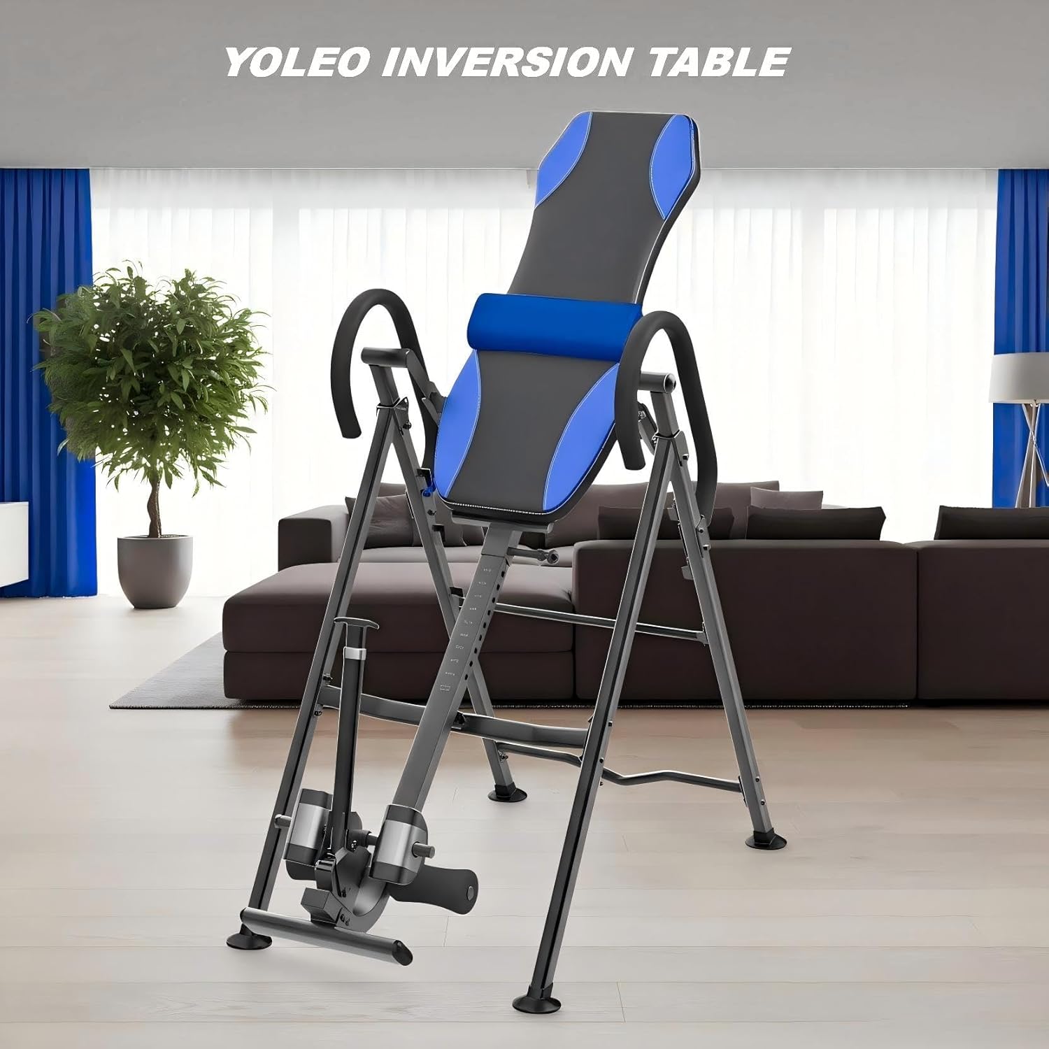 YOLEO Gravity Heavy Duty Inversion Table for Pain Relief Therapy with Headrest & Adjustable Protective Belt Back Stretcher Machine