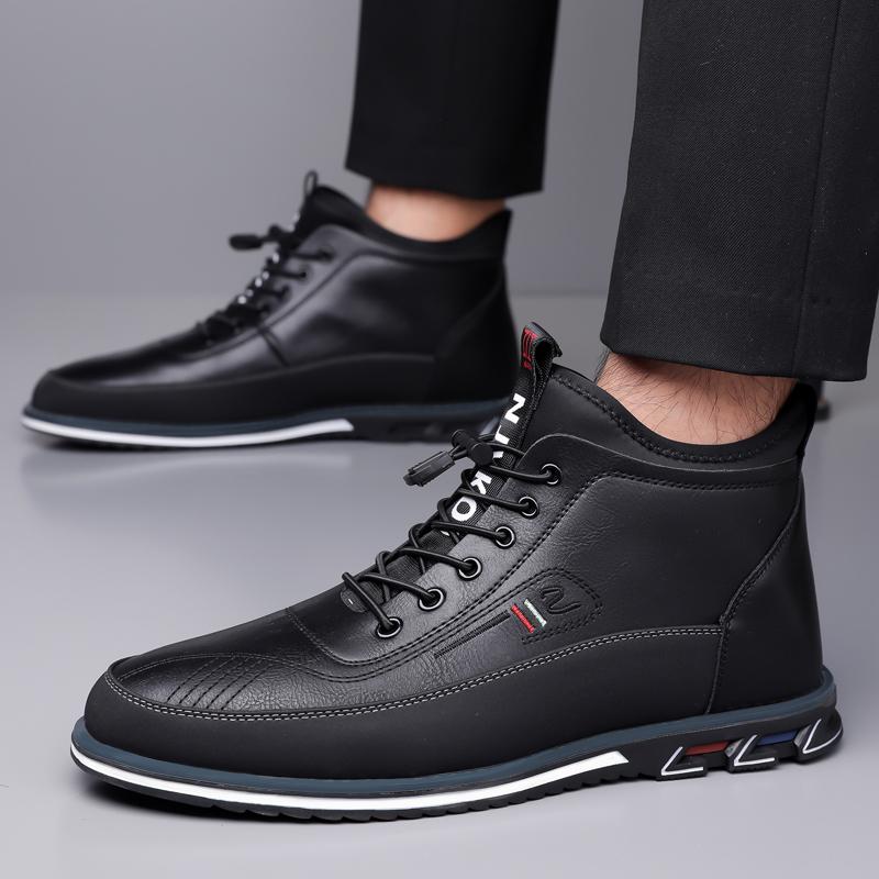 New Men's All-Season Casual Sports Leather Shoes - Durable Men's Casual Shoes - Made of durable materials, mid-top design, elegant and stylish, closed toe, suitable for business casual and formal occasions.