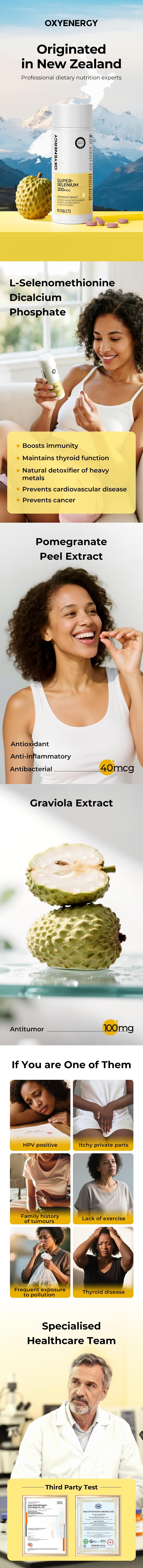 Oxyenergy Selenium Supplement with Ellagic Acid & Graviola – Immune Support & Antioxidant Defense – 90 Tablets, 200mcg Organic Selenium