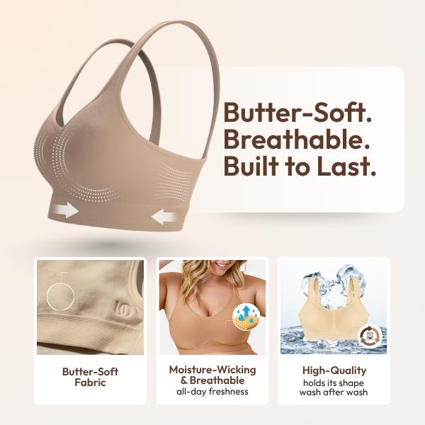 Underoutfit - Comfort Shaping Bra - Wireless Supportive Bra Soft No Underwire No Uniboob Seamless Comfortable T-Shirt Bra Non-Adjustable Straps Everyday Bras