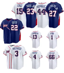 Men's Dominican Republic Baseball White - Navy 2026 World Baseball Classic Home Pick-A-Player Jersey