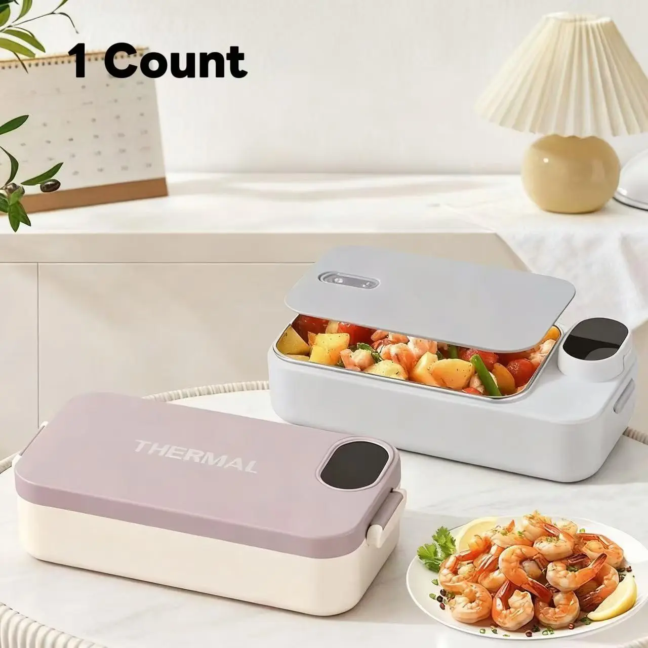 Portable Electric Heating Lunch Box with Smart Display, Constant Temperature, Car Lunch Box, Student Office Worker Truck Driver Thermos, Heated Lunch Boxes, Portable Lunch Warmer, Heat Up Lunch Box Portable