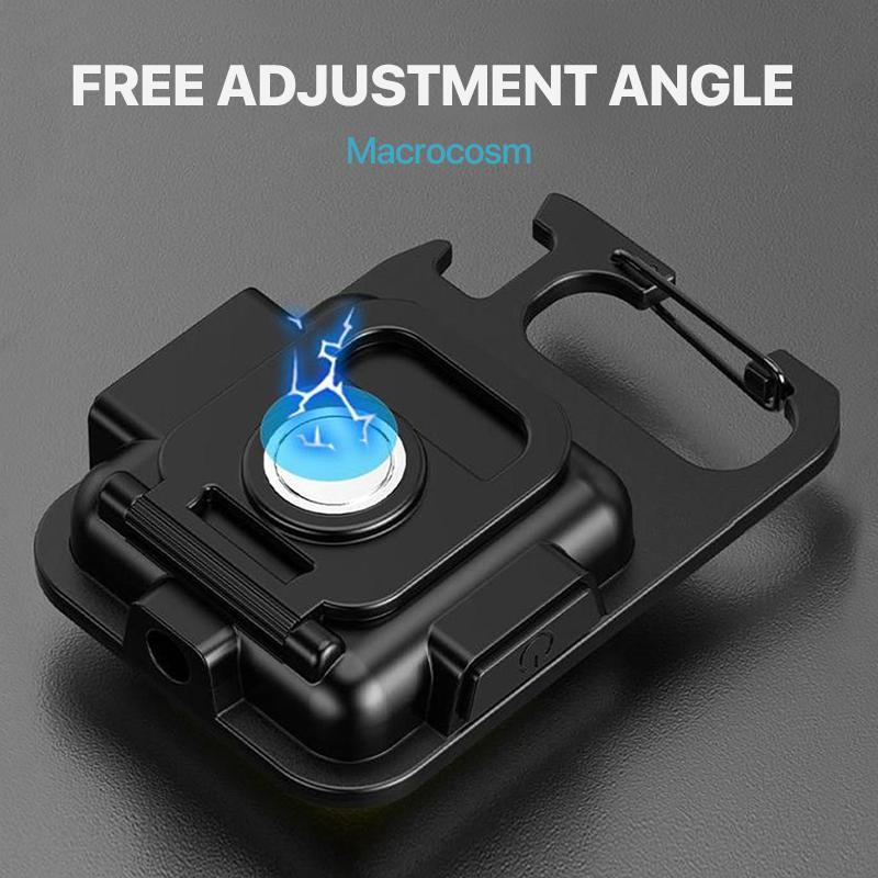 HYPERLITE 2-Pack Mini COB LED Flashlight – USB Rechargeable Keychain Light with Bottle Opener, Foldable Waterproof Design, Compact Handheld Work Light for Camping, Hiking, Emergencies, and Car Repairs，Jumpstart newyear