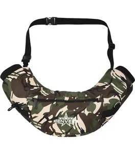 Penveer Football Water Resistant Hand Warmer Pouch with Adjustable Strap Ribbed Cuffs and Zipper Pocket Green Camo Y2K Style Fleece Material Outdoor Versatile Waist Bag Holder