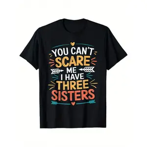 Men's Plus Size Funny Brother Quotes T-Shirt 0XL-5XL - Soft Cotton Oversized Fit with Hilarious Sayings, Casual & Outdoor Wear, Loose Crew Neck Short Sleeve Tee for Big Brothers (Machine Washable), PLUS SIZE