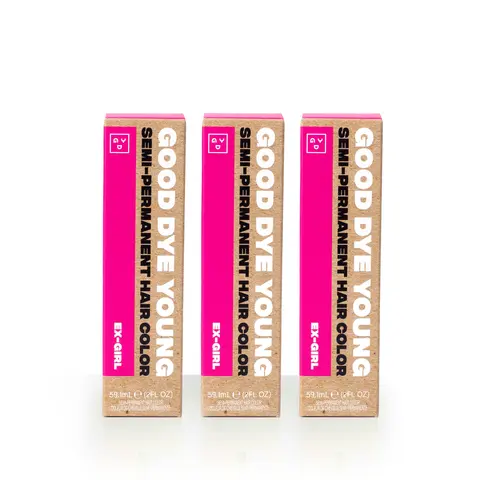 Hot Pink Semi-Permanent Hair Dye Bundle – Good Dye Young Ex-Girl Mini Streaks & Strands Trio | 3×2oz, Vegan, Cruelty-Free | 16–24+ Washes