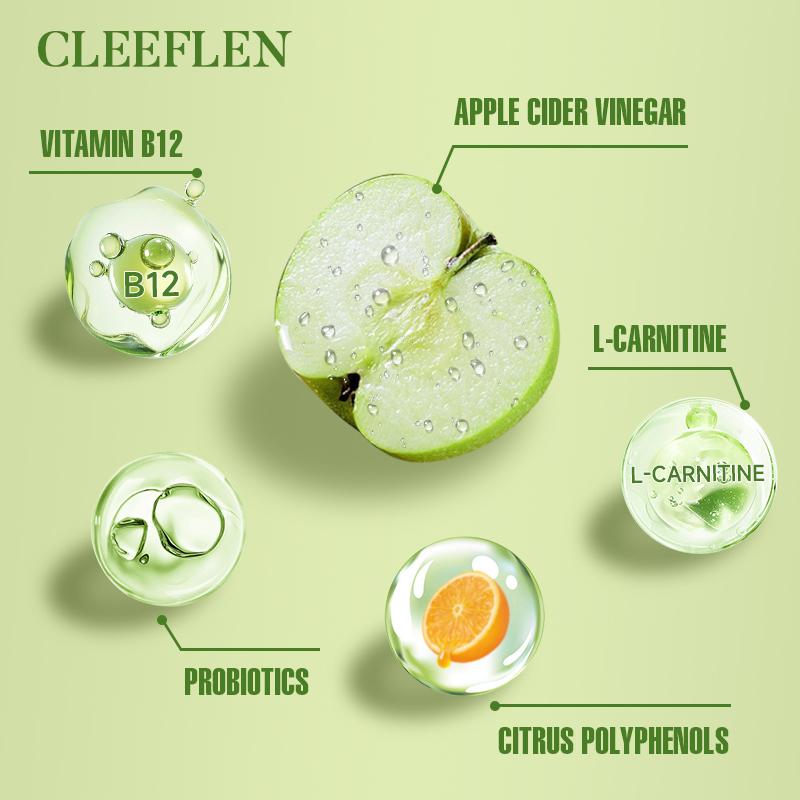 CLEEFLEN Apple Cider Vinegar Gummies, with Vitamin B12 and Probiotics, Supports Digestive Health, Detox Cleanse, Immune Boost, Gluten-Free, Suitable for Vegetarians [60 Gummies] Natural Supplement