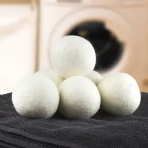 LMMAKE Organic Wool Dryer Balls 100% Handmade New Zealand Wool Reusable Eco-friendly Hypoallergenic No Chemicals Reduces Wrinkles Saves Drying Time White