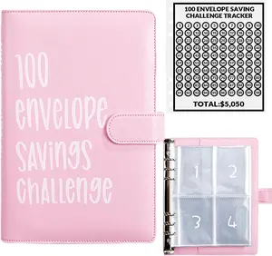 2026 Updated 100 Envelopes Money Saving Challenge, 100 Envelope Challenge Binder, Easy and Fun Way to Save $5,050, Savings Challenges Budget Book Binder with Cash Envelopes for Office,Home,School (Pink)