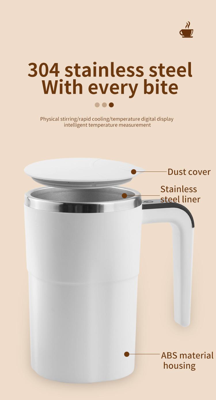 Smart Auto Stirring Mug USB Rechargeable 304 Stainless Steel Temperature Display Self Stirring Coffee Milk Cup for Home Kitchen