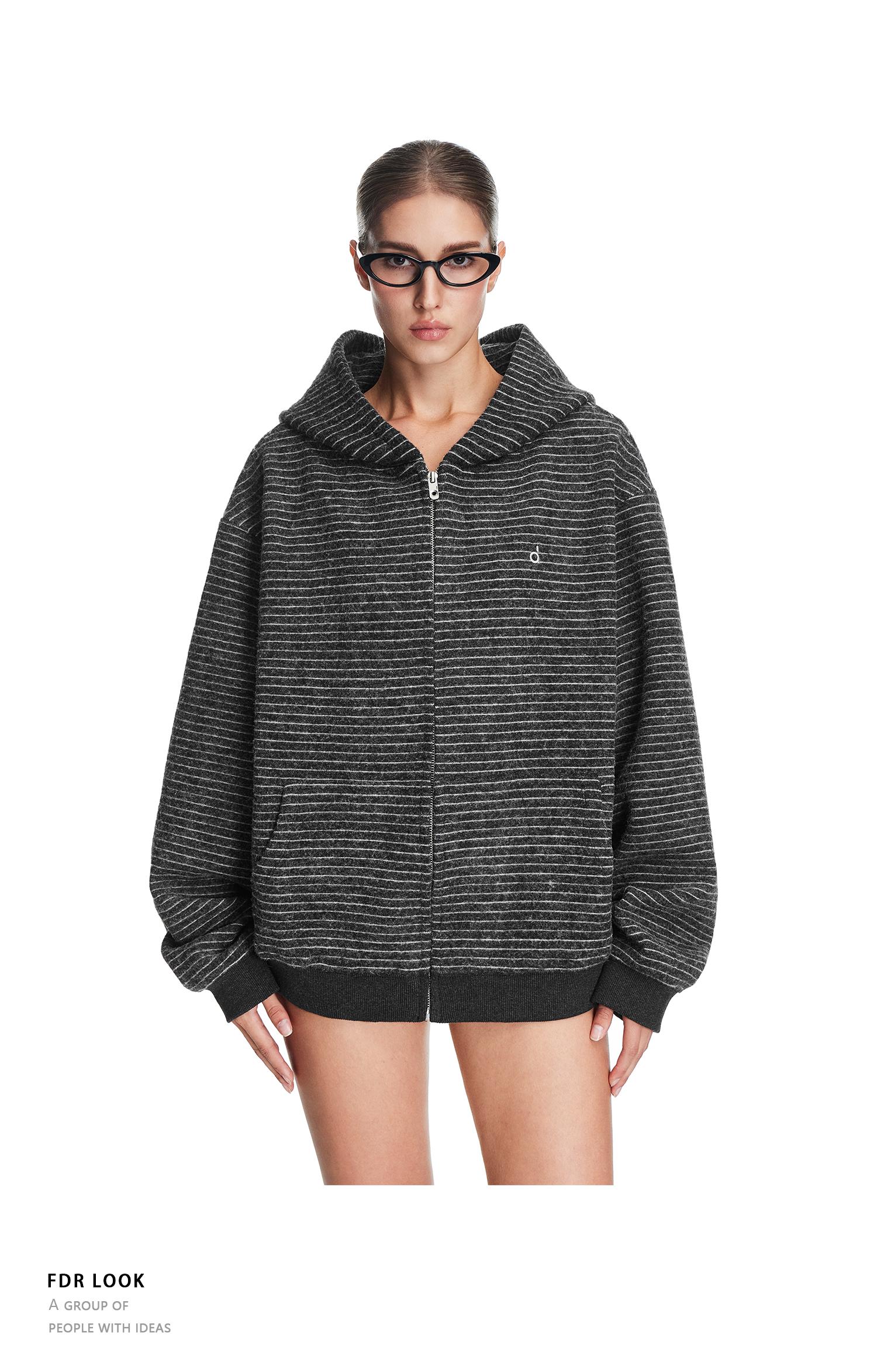 FDR Cozy Striped Fuzzy Hoodie with Faux Fur Collar Zip-up Oversized / Slim Sweater Oversized Fit Long Sleeve Fall / Winter Casual Womenswear Coats Outerwear Tops Jackets Sweatshirt #valentinesday #tiktokshopjumpstartsale #valentinesdaygift SpringStatement