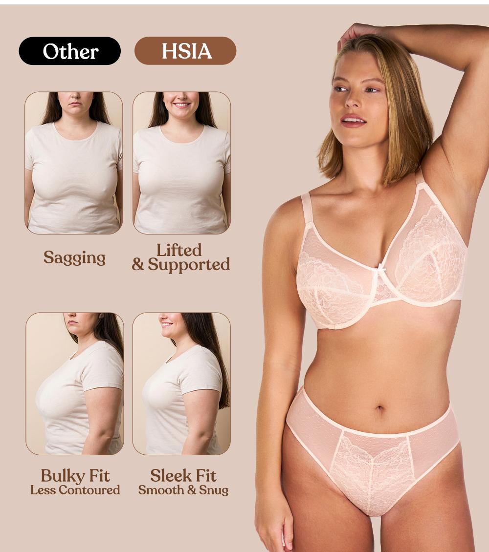 HSIA Enchante Floral Lace Plus Size Underwire Unlined Unpadded Minimizer Full Coverage Bra Women's Wear Comfortable Breathable Mesh Cup SpringStatements