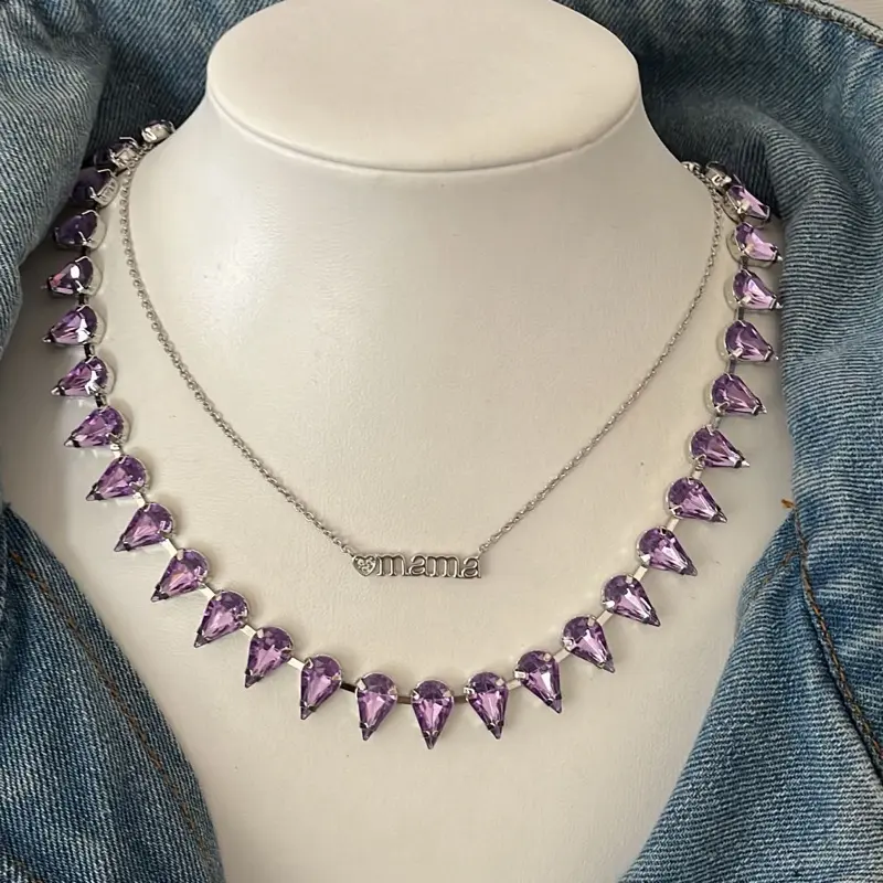 Women's Shiloh Costume Necklace - Dainty Silver-Tone Pendant with Light Purple Faceted Teardrop Jewel, Fashionable Colored Jewelry Accessory, Colored Necklaces, Fashionable Jewelry Accessories