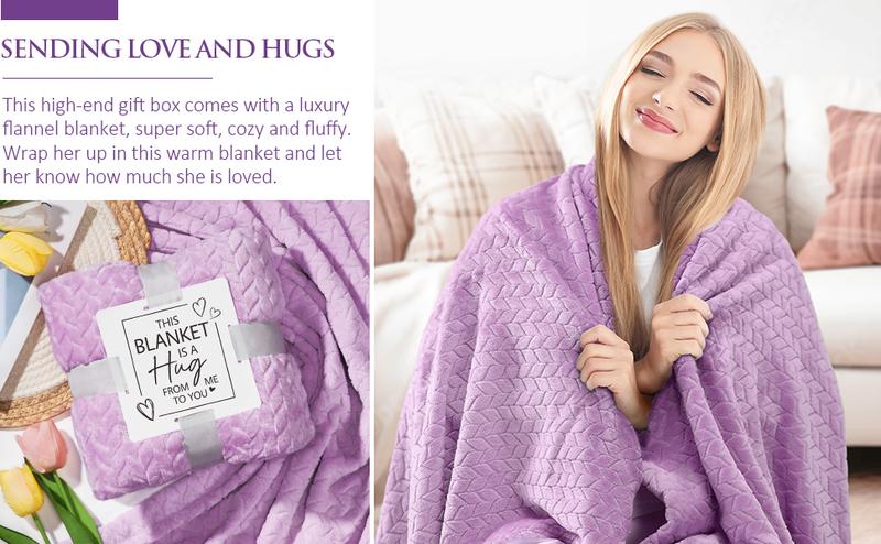 Valentine's Day Gifts ideas Basket for Women Self Care Gifts Get Well Soon Gifts, Ocean Relaxing Spa Gifts Basket Care Package w/ Luxury Flannel Blanket, Unique Mothers Day Gifts for Mom Her Friend Sister Wife Grandma