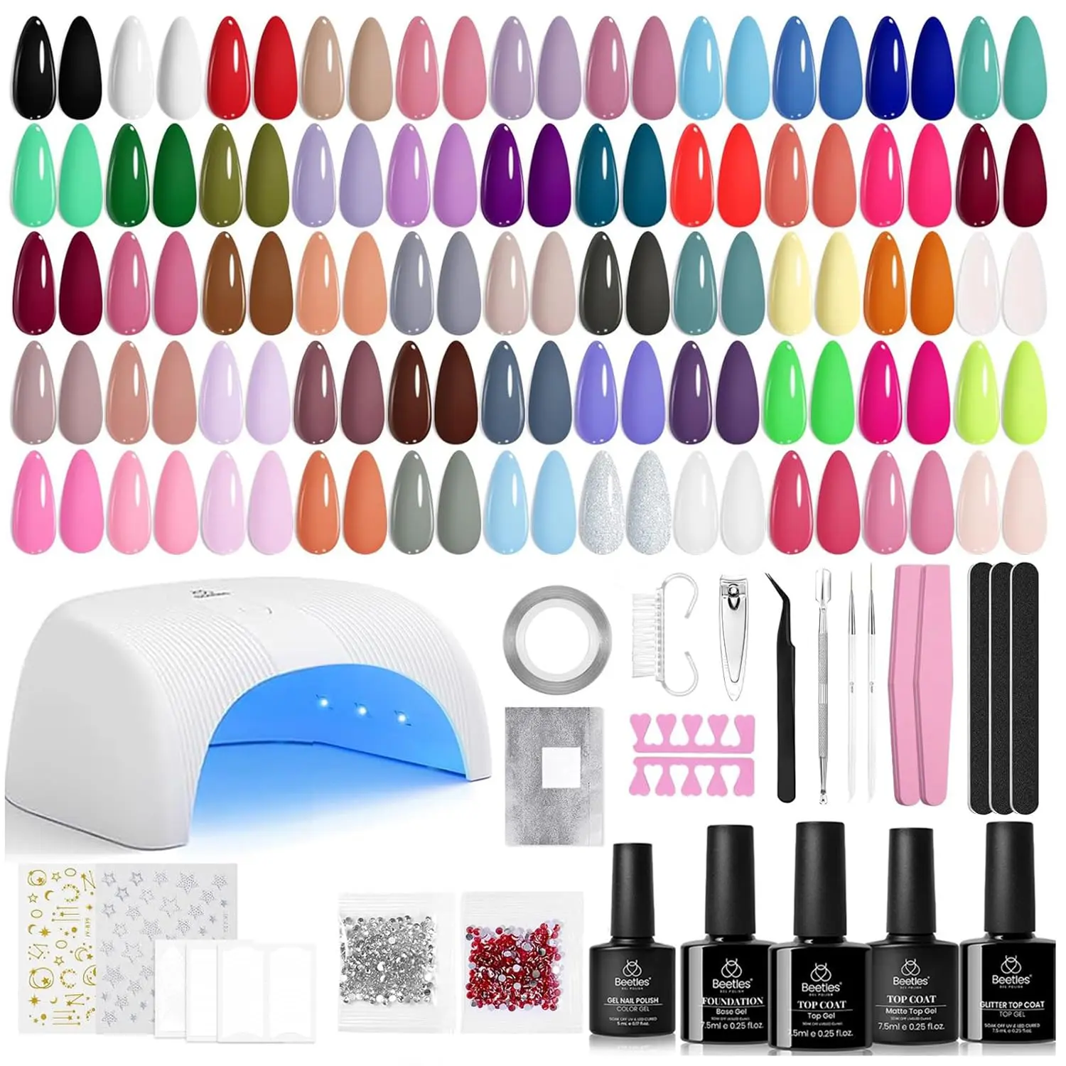 Beetles Gel Nail Polish Kit with U V Light Gel Polish Starter Kit,Soak Off Winter Gel Nail Kit with Base Top Coat Nail Art Tools-Perfect Manicure Kit Gift for Women