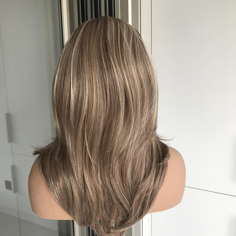 AISOM Jenna Brown Sugar Layered Straight 13x4 Free Part Lace Wig with Scandinavian Hairline Wolf Cut Synthetic Wig 20" Low Density Women's Wig