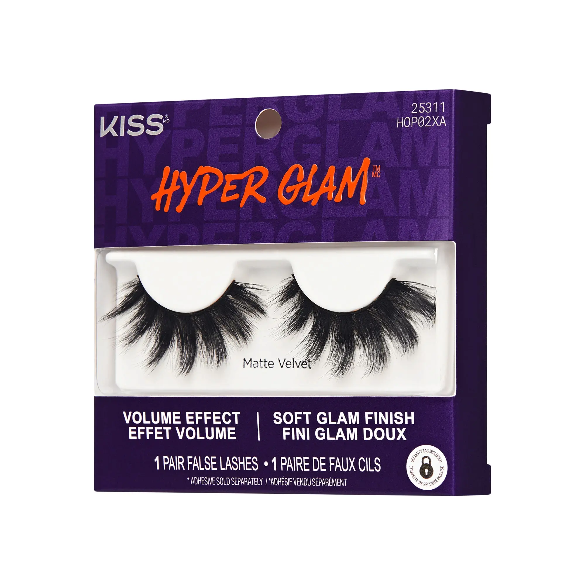 Kiss Hyper Glam Halloween False Eyelashes - Matte Velvet | 1 Pair, Strip Lashes, 16mm