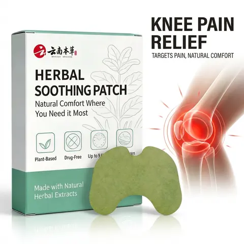 Herbal Knee Thermal Heat Patches with Naturally Derived Botanical Extracts (30-Patches Box, 36 Months Shelf Life) - Healthcare Wellness Treatment, Joint Support, Warm Comfort, Stick-On Application for Home/On-the-Go Use