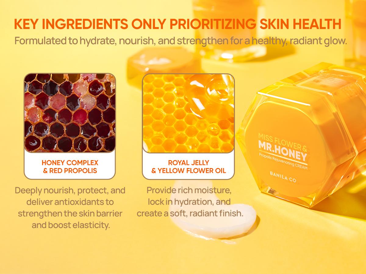 Banila Co Miss Flower & Mr Honey Rejuvenating Cream with Propolis Extract & Honey Complex for Deep Moisture & Radiance