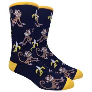 Smiling Hungry Monkey with Banana Socks (Adult Large)