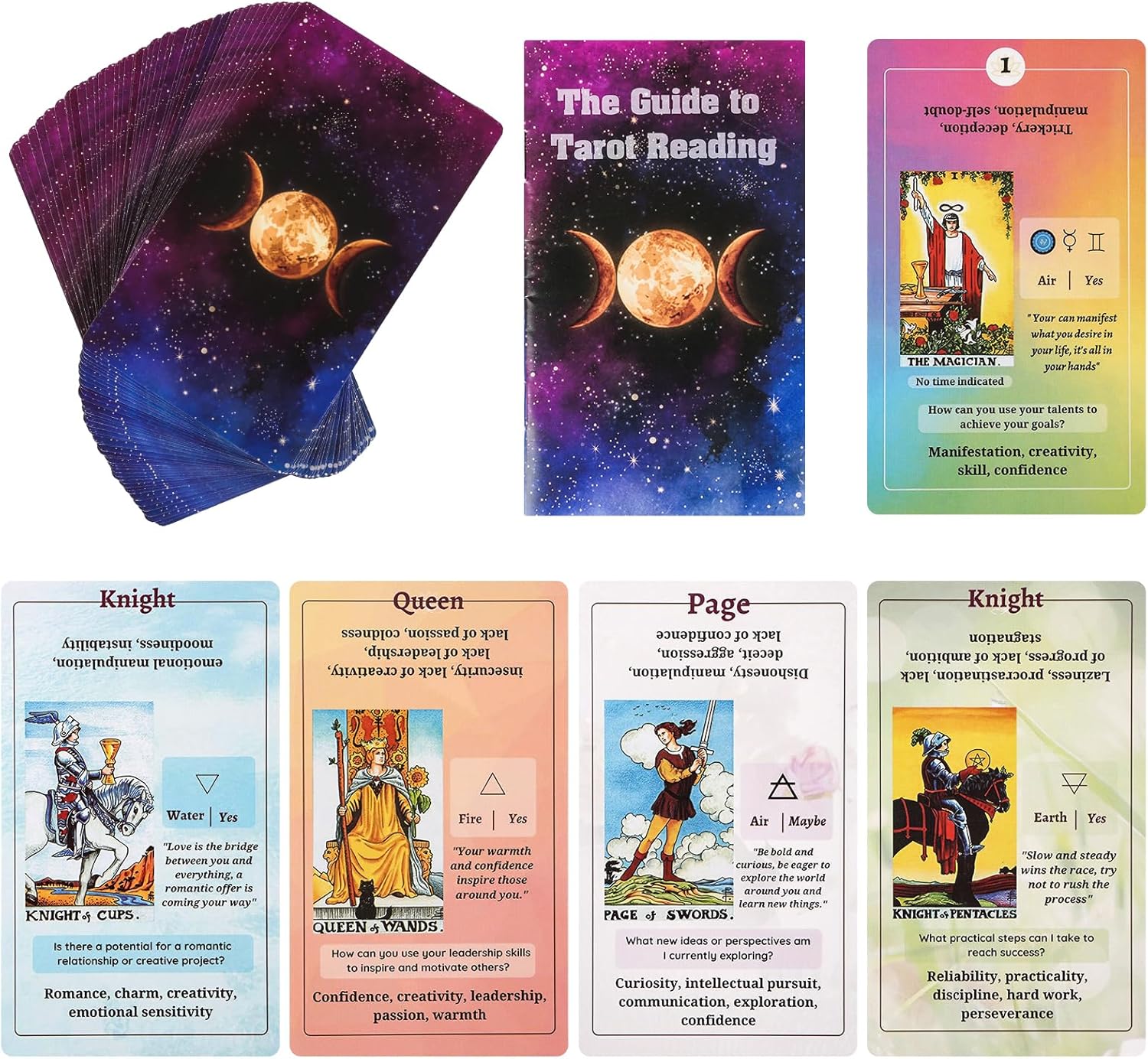 Tarot Cards for Beginners with Guide Book, Classic Tarot Cards with Meanings on Them, Tarot Decks for Tarot Learners