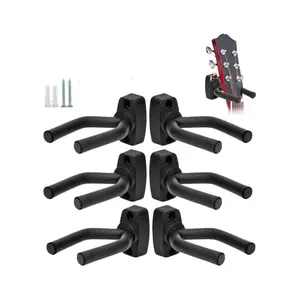 guitar wall hanger hooks 6 pack wall mount guitar holder for acoustic electric bass mandolin banjo space saving instrument display hooks