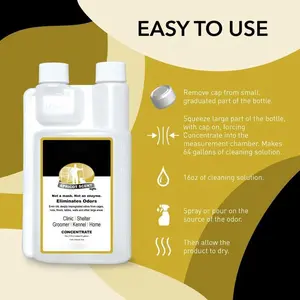 Pet Deodorizer 16 fl oz, a powerful deodorant for cages, running belts and other areas - suitable for home and kennel use, formulated with a safe enzyme-free formula.