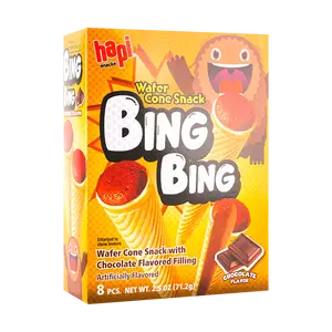 HAPI Korean Ice Cream Cone Snacks - Chocolate Flavor, 8 Count, 71.2g - Crispy Wafer Rolls for Sweet Treats