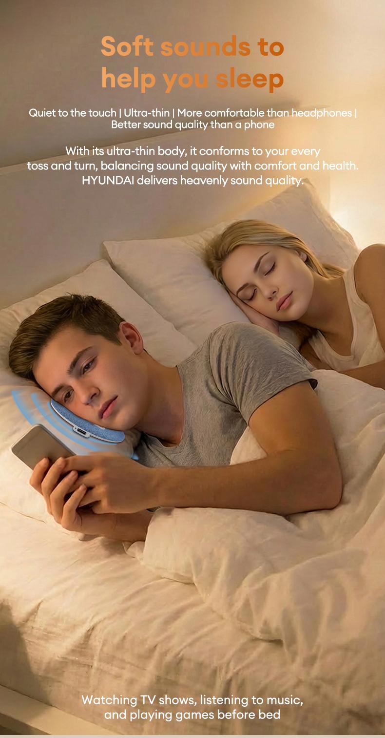 HYUNDAI S1 Bluetooth Pillow Speaker, Pillow CD Player for Bedtime Music & Audiobooks, Soft Immersive Sound Field, Headphone-Free Sleep Aid, Perfect for Relaxing Sleep, Compatible with Android & iOS
