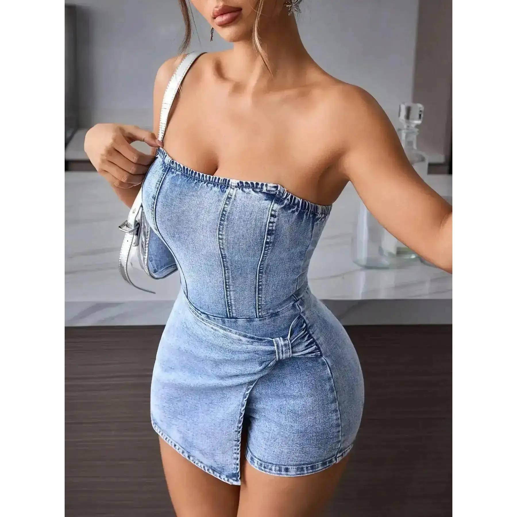 Fashion Ladies Bodycon Dress, Petite Women's Sleeveless Fitted Slim Short Summer Dress, Solid Color Fashionable Design, Perfect for Casual Wear & Daily, Must Have, Essential, Styling, Style, Power Outfit, Comfy Cozy