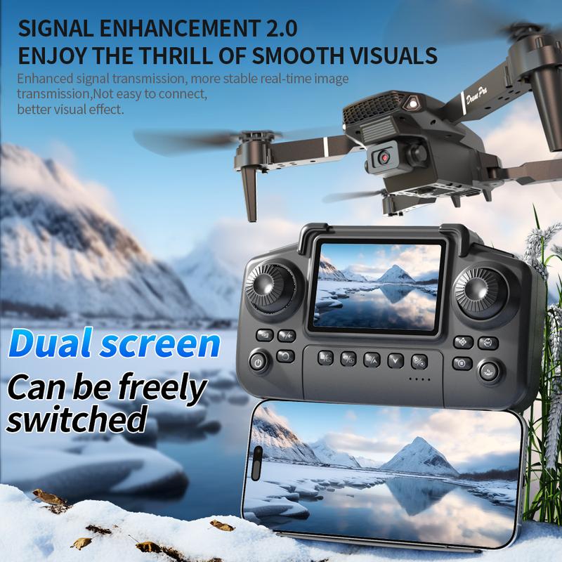 The new 2026 E88 drone comes with two batteries, foldable arms, a remote control with a screen and app control, USB charging, 480P video recording resolution, and 2.4G functionality, making it the perfect gift for outdoor camping and travel. Photography