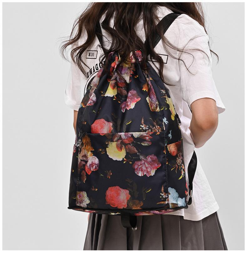 Foldable Drawstring Lightweight Backpack Portable Stylish Large Capacity Travel Storage Bag Basketball Bag