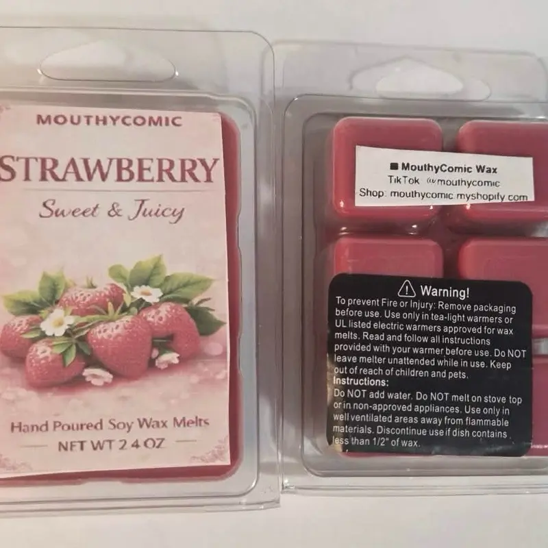 MOUTHYCOMIC Wax Strawberry Hand-Poured Soy Wax Melt Bar 2.4 oz Sweet Juicy Nostalgic Scent Ripe Berry Candy-Sweet Twist