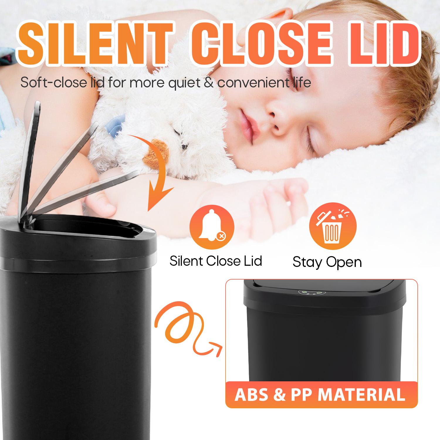 BestOffice 13 Gallon Automatic Trash Can with Lid Touch Free High-Capacity Motion Sensor for Kitchen Bedroom Bathroom Office Waterproof Durable PP Plastic Smart Sensing Technology Easy Cleaning Odor Control Energy-Saving Operation